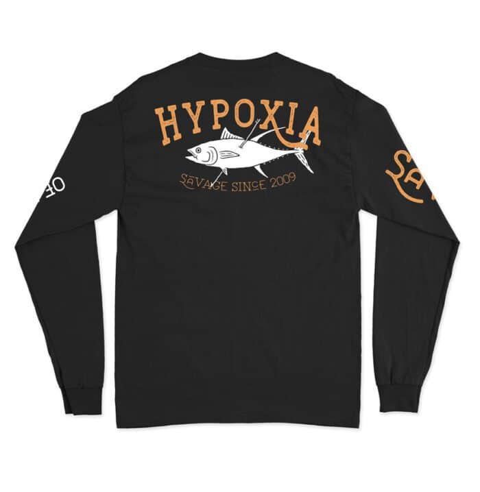 Hypoxia Freediving Spearfishing Straight Savage Longsleeve Tshirt Black Back