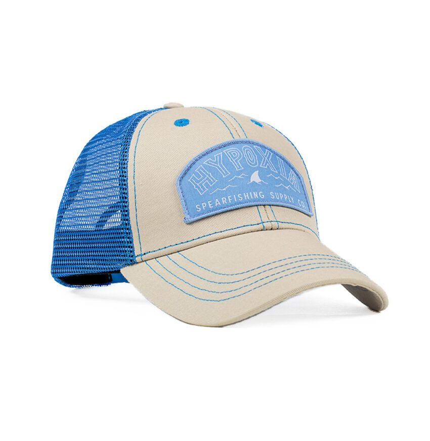 HYPOXIA Fin Badge Cream Dream Freediving Spearfishing Trucker Hat Front